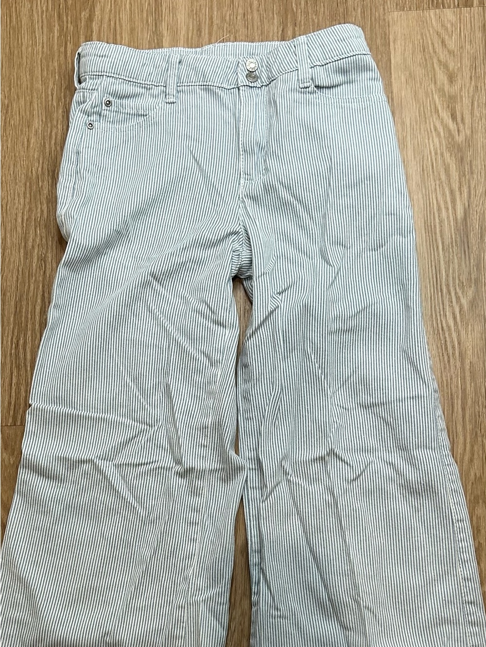 Tractr Blue & White Pinstripe Wide Leg Jeans Size 10